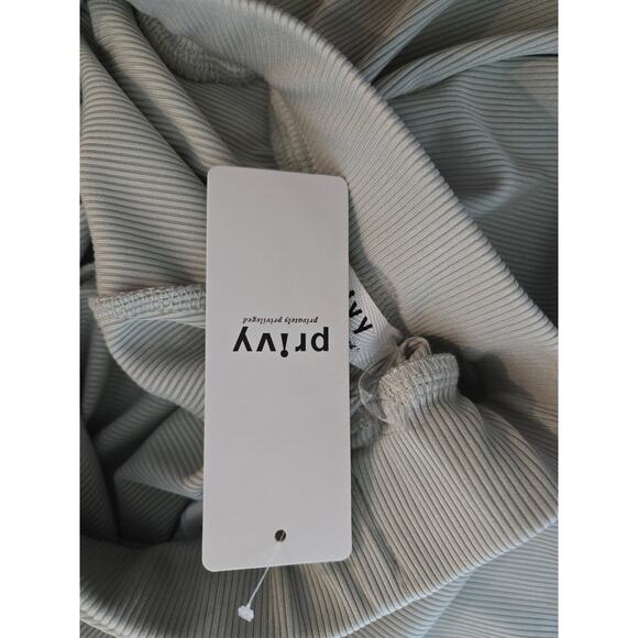 PRIVY Privately Privileged Ribbed Wide Leg Pants Sage Green Size Small NWT - Picture 5 of 6